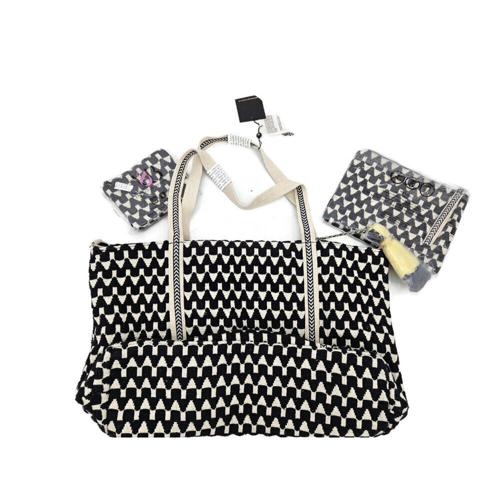 New America & Beyond Midnight Butterflies Tote Bag Purse Cosmetic Pouch - Picture 3 of 5